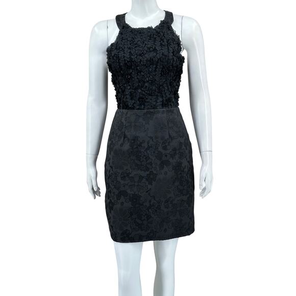 Anthropologie Dresses & Skirts - The Odells Anthropologie Dress Womens 6 Black Rosebud Pencil Metallic Floral LBD